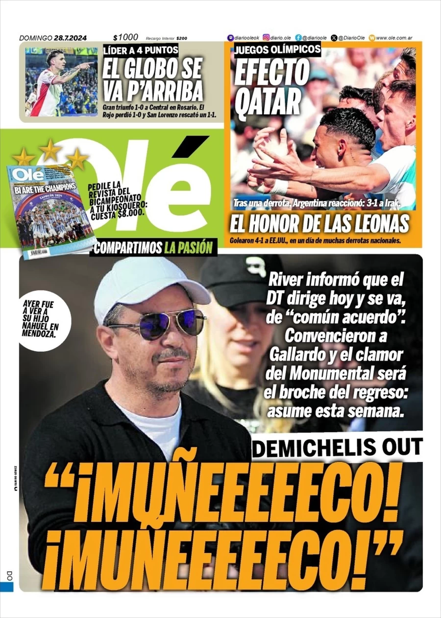 anteprima della prima pagina di ol del 28/07/2024