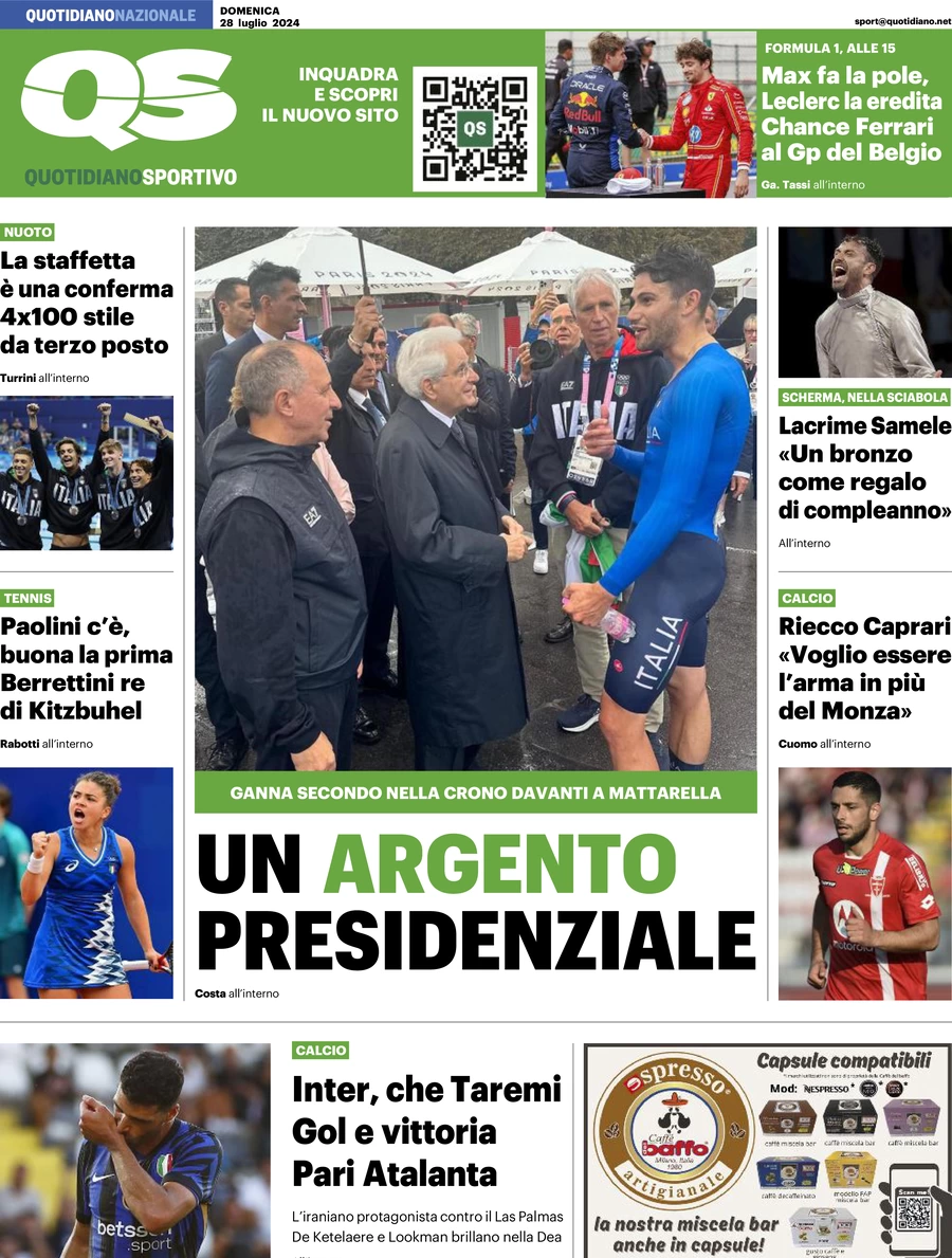 anteprima della prima pagina di qs-quotidiano-sportivo del 28/07/2024