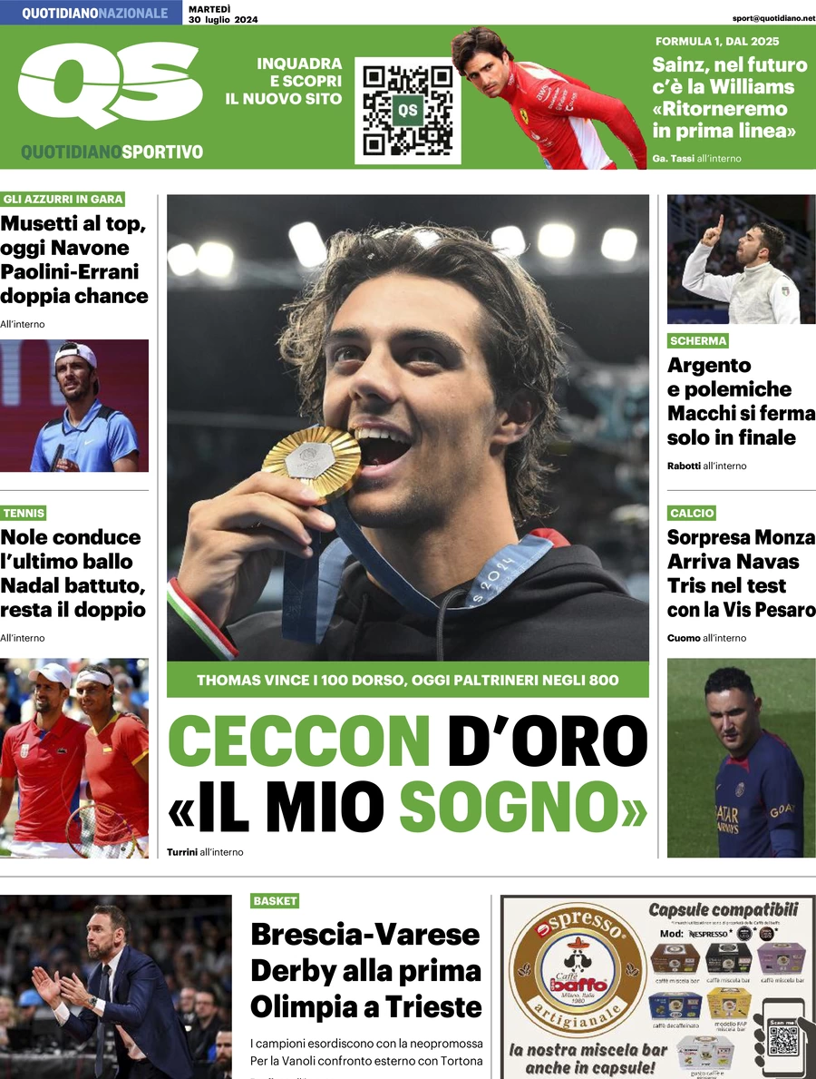 anteprima della prima pagina di qs-quotidiano-sportivo del 30/07/2024