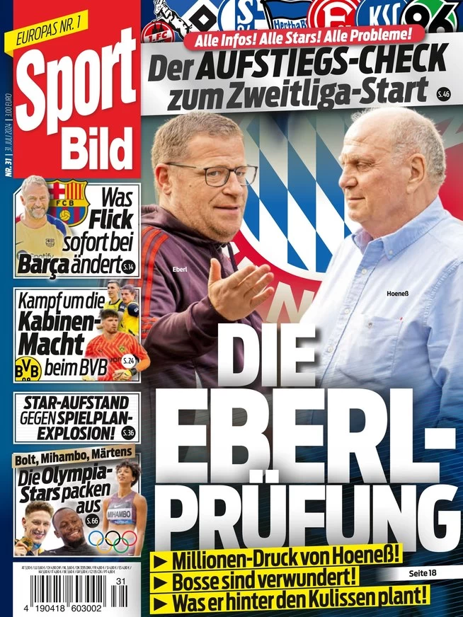 anteprima della prima pagina di sport-bild del 31/07/2024