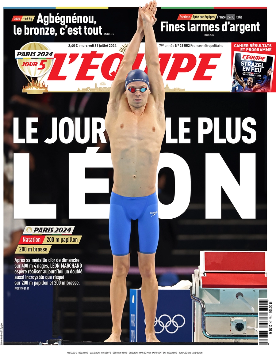 anteprima della prima pagina di lequipe del 31/07/2024