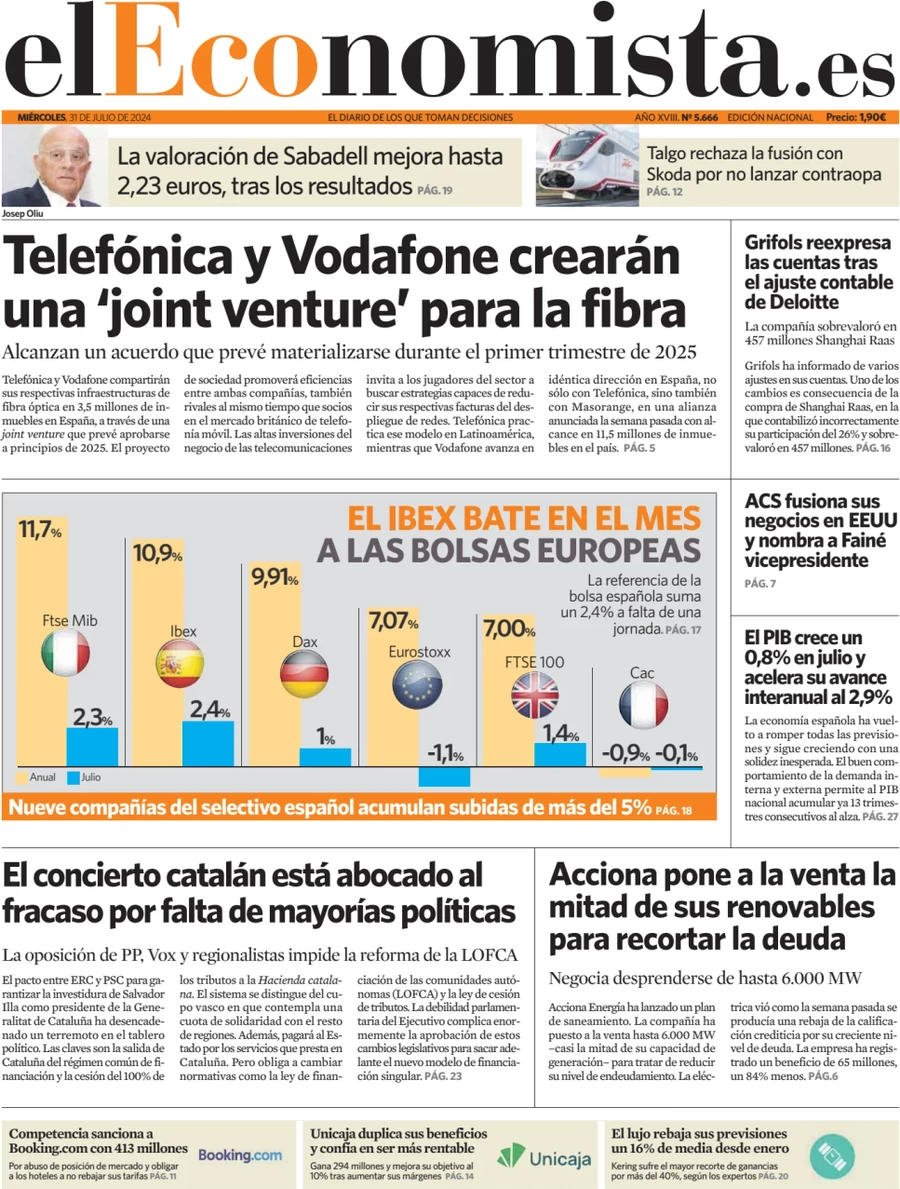 anteprima della prima pagina di el-economista del 31/07/2024