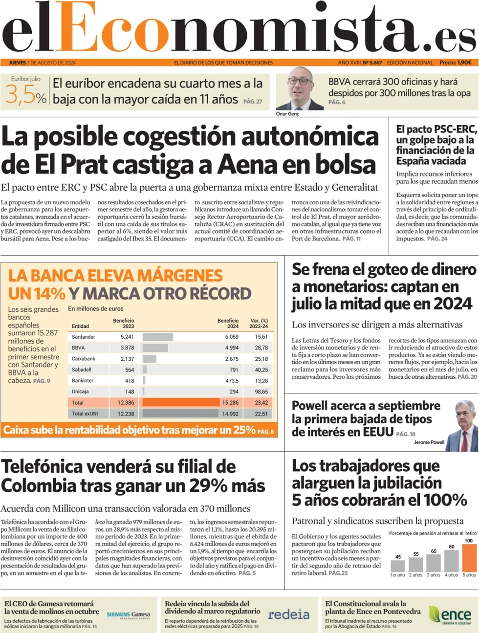 anteprima della prima pagina di el-economista del 01/08/2024