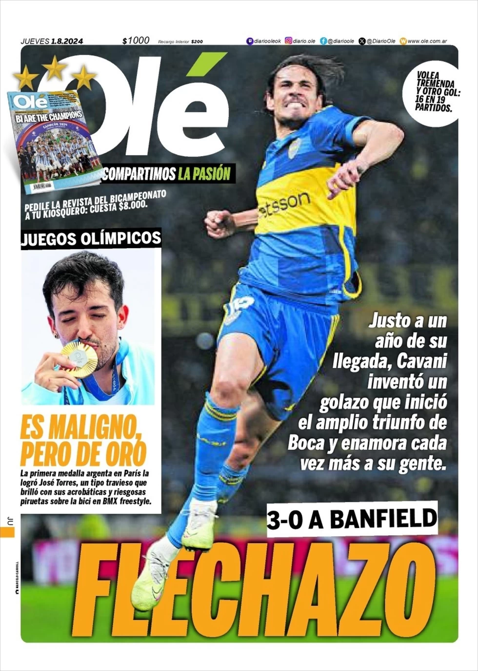 anteprima della prima pagina di ol del 01/08/2024