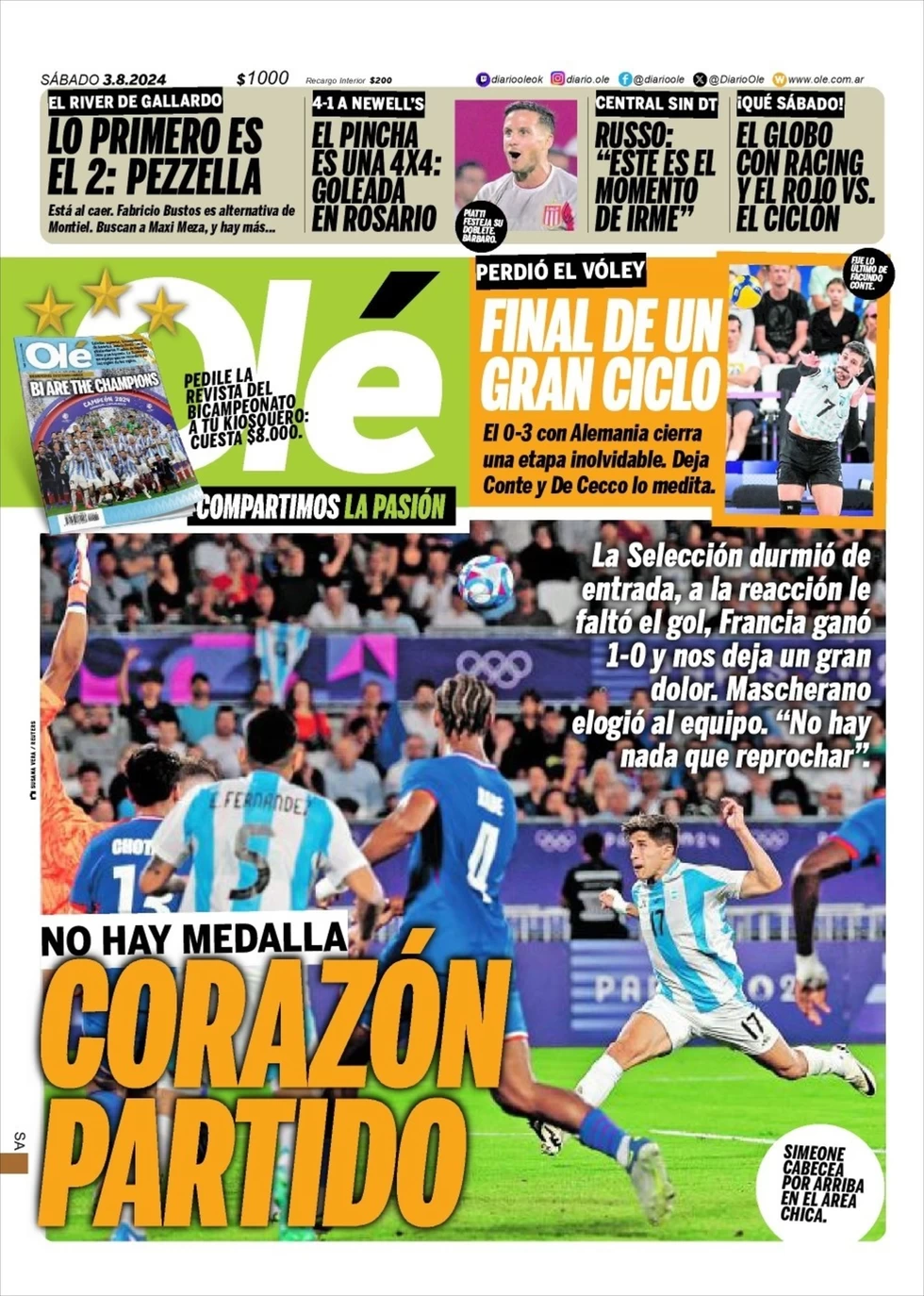 anteprima della prima pagina di ol del 03/08/2024