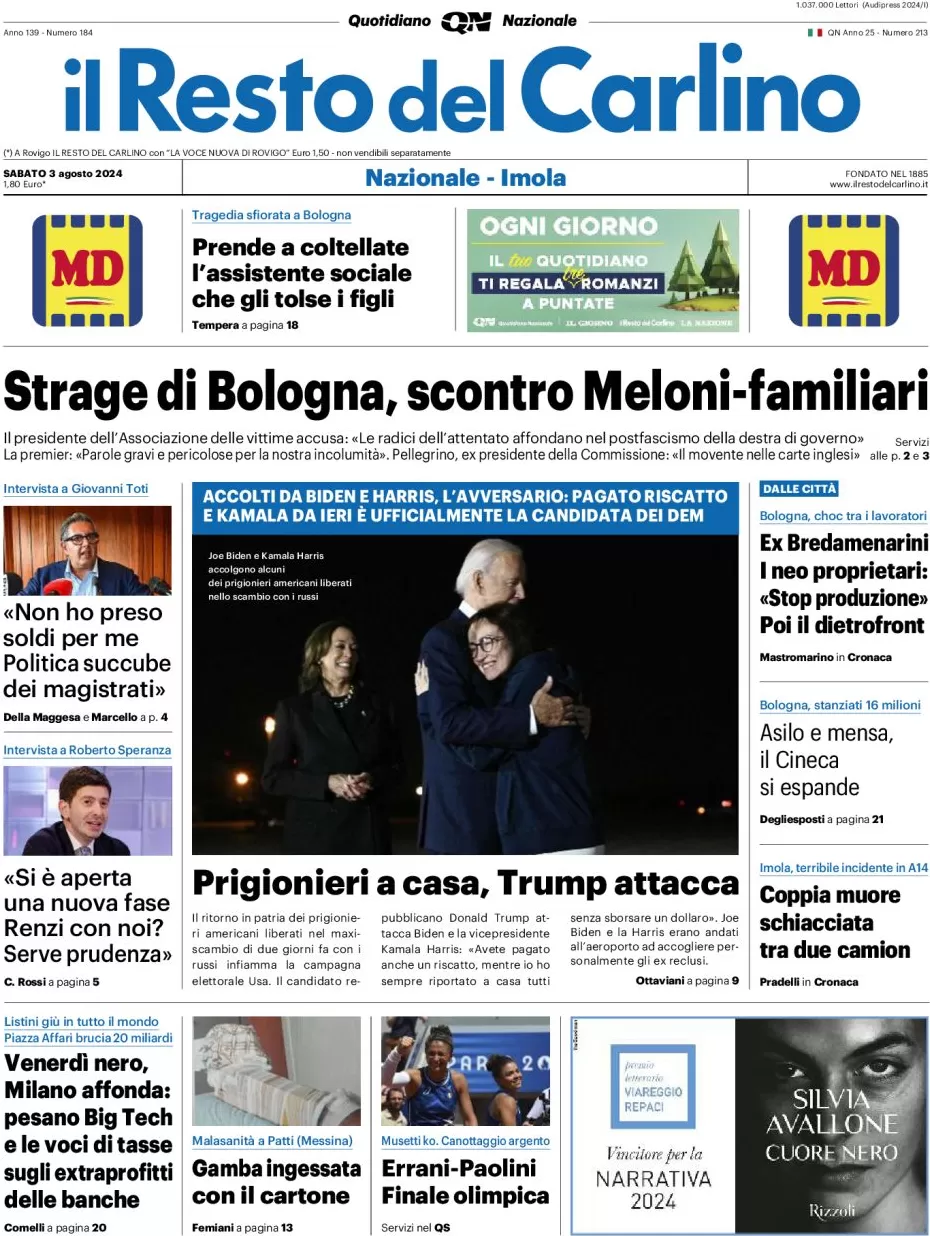 anteprima della prima pagina di il-resto-del-carlino del 03/08/2024