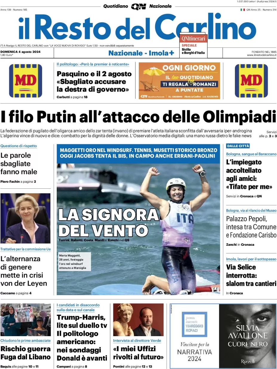 anteprima della prima pagina di il-resto-del-carlino del 04/08/2024