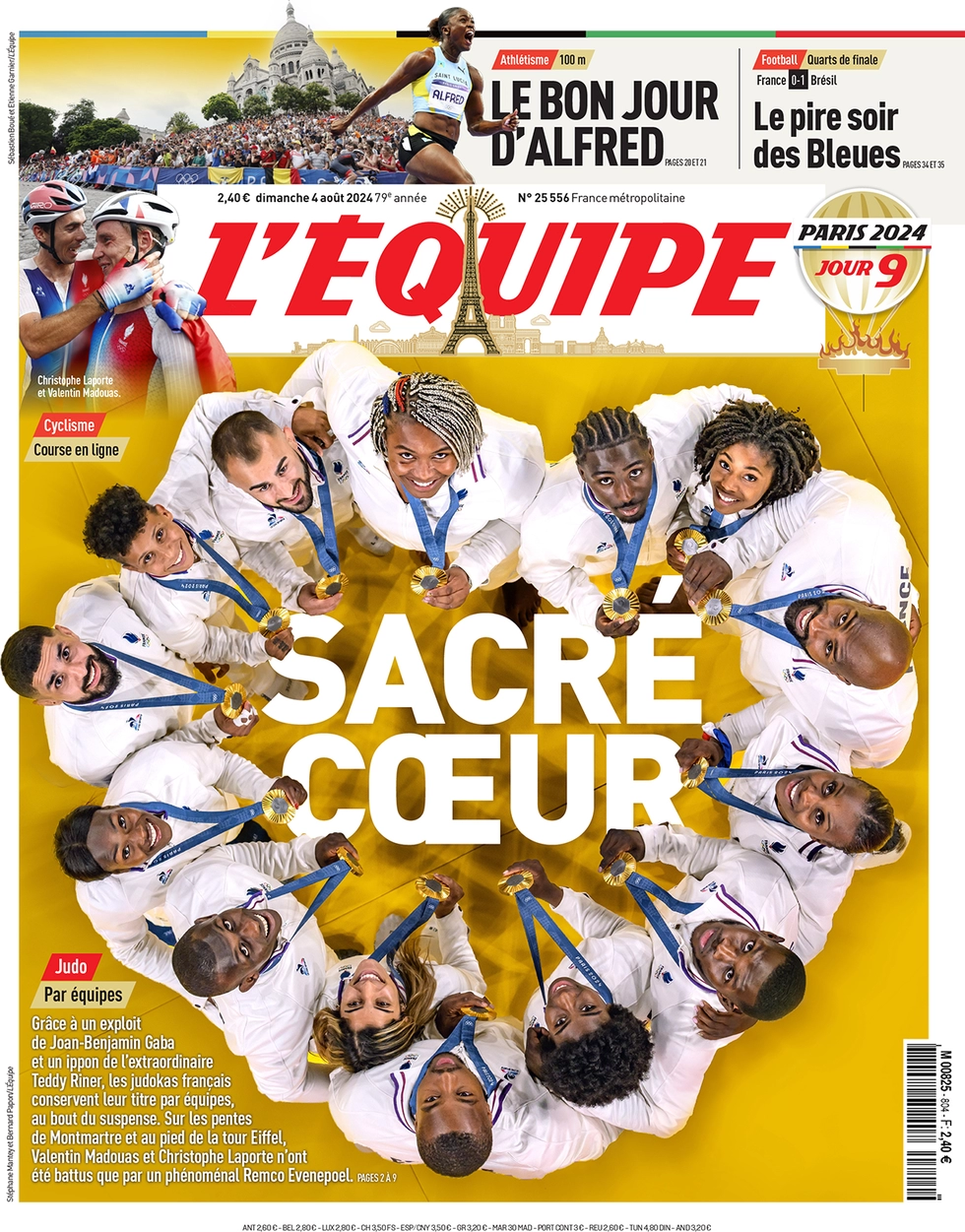 anteprima della prima pagina di lequipe del 04/08/2024