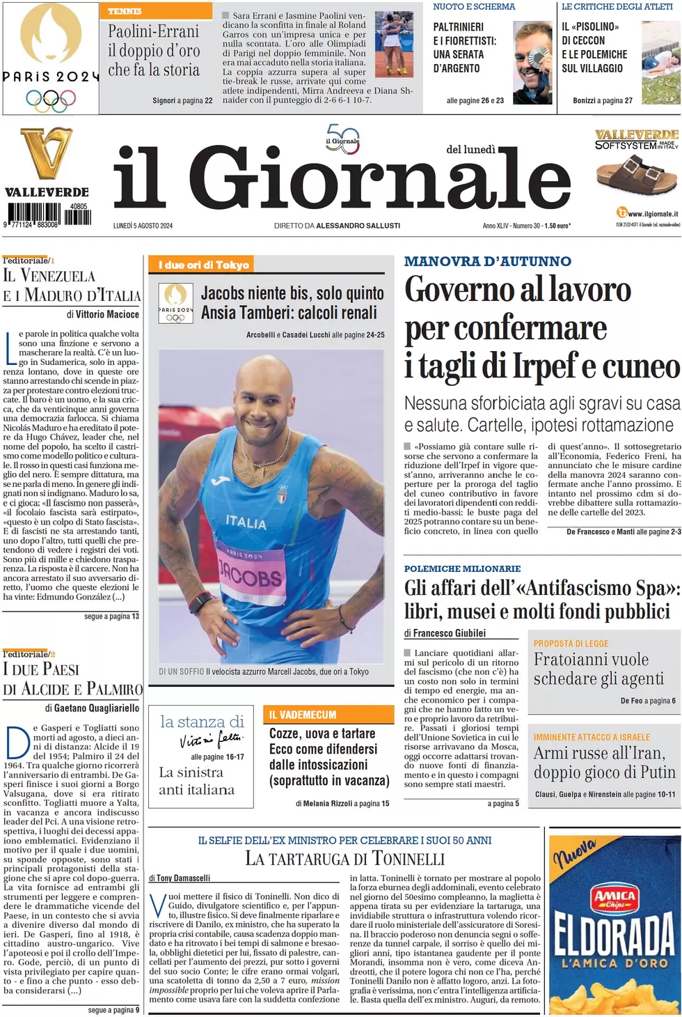 anteprima della prima pagina di il-giornale del 05/08/2024