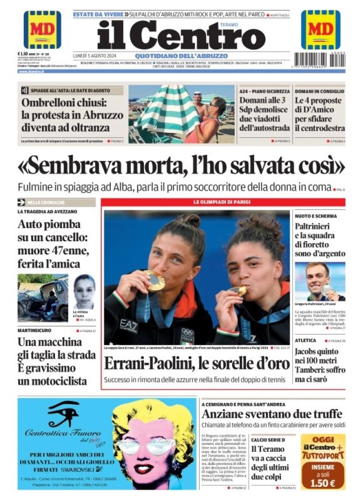 anteprima della prima pagina di il-centro-teramo del 05/08/2024