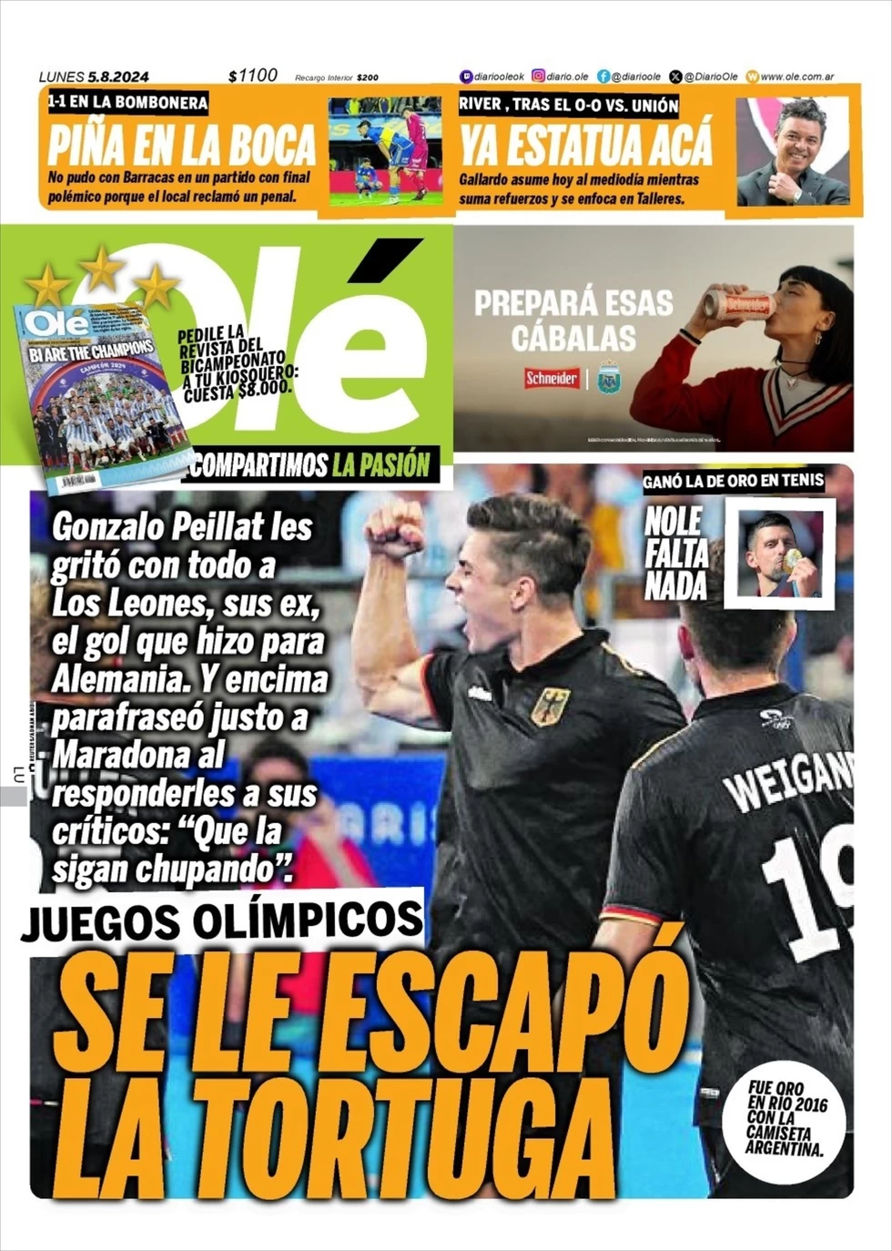 anteprima della prima pagina di ol del 05/08/2024