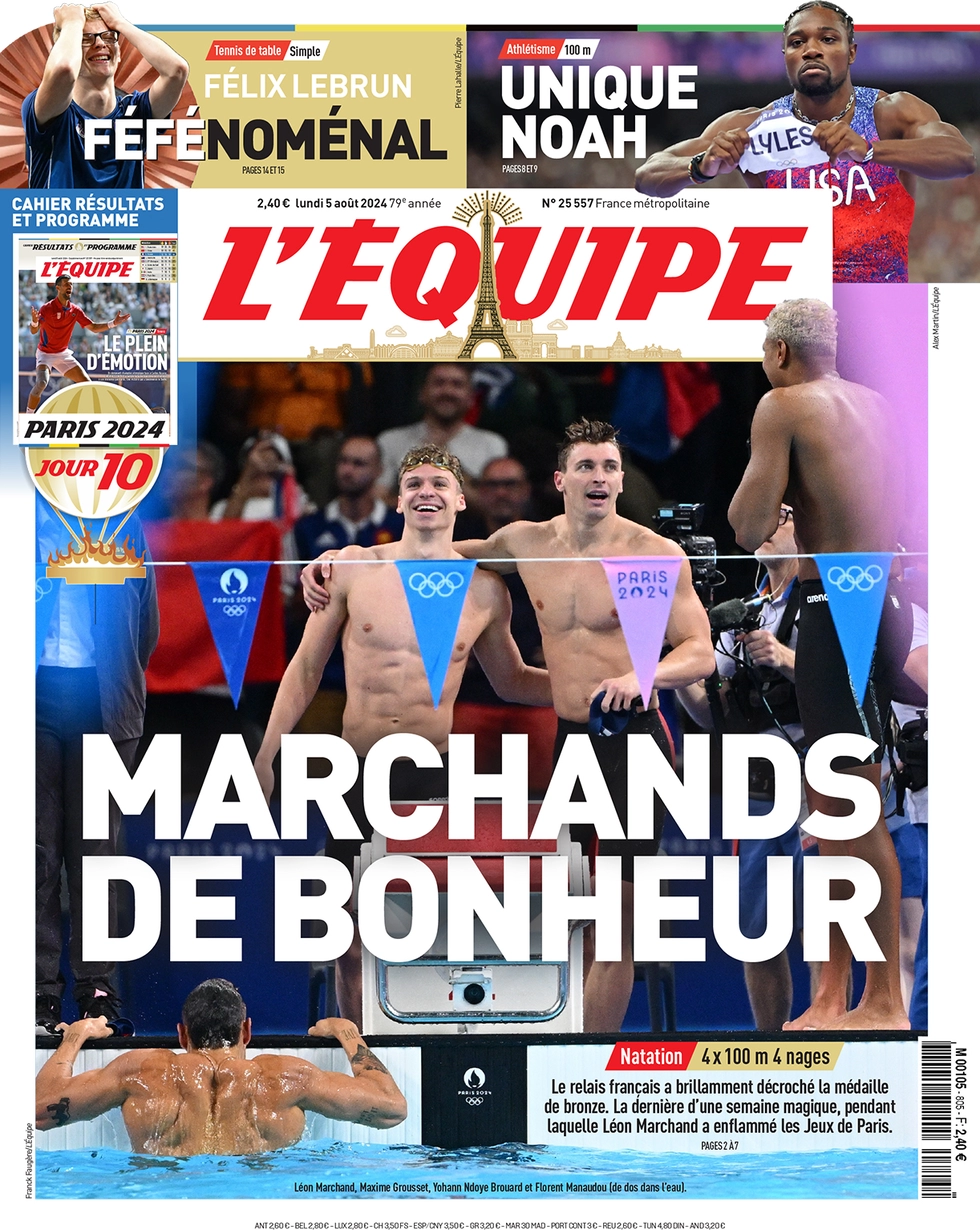 anteprima della prima pagina di lequipe del 05/08/2024