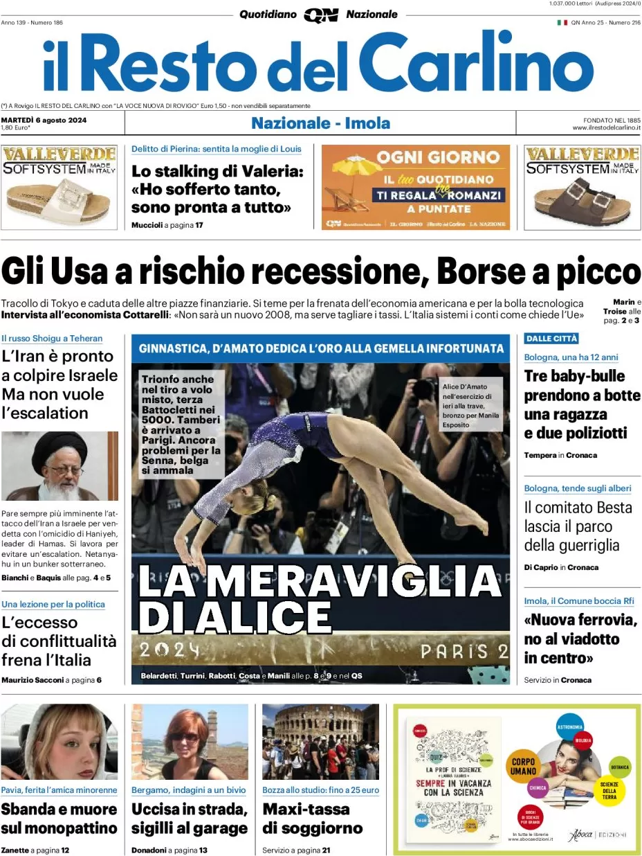 anteprima della prima pagina di il-resto-del-carlino del 06/08/2024