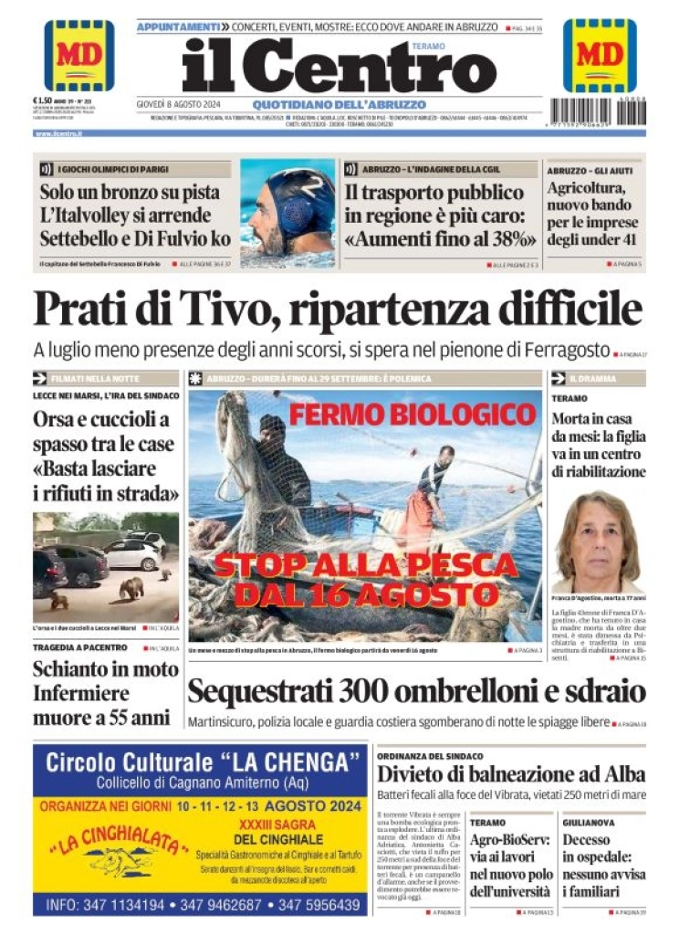 anteprima della prima pagina di il-centro-teramo del 08/08/2024