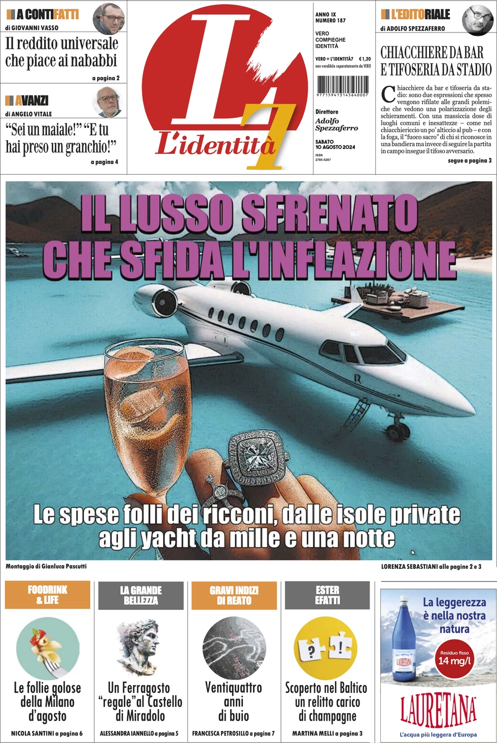 anteprima della prima pagina di lidentit del 09/08/2024