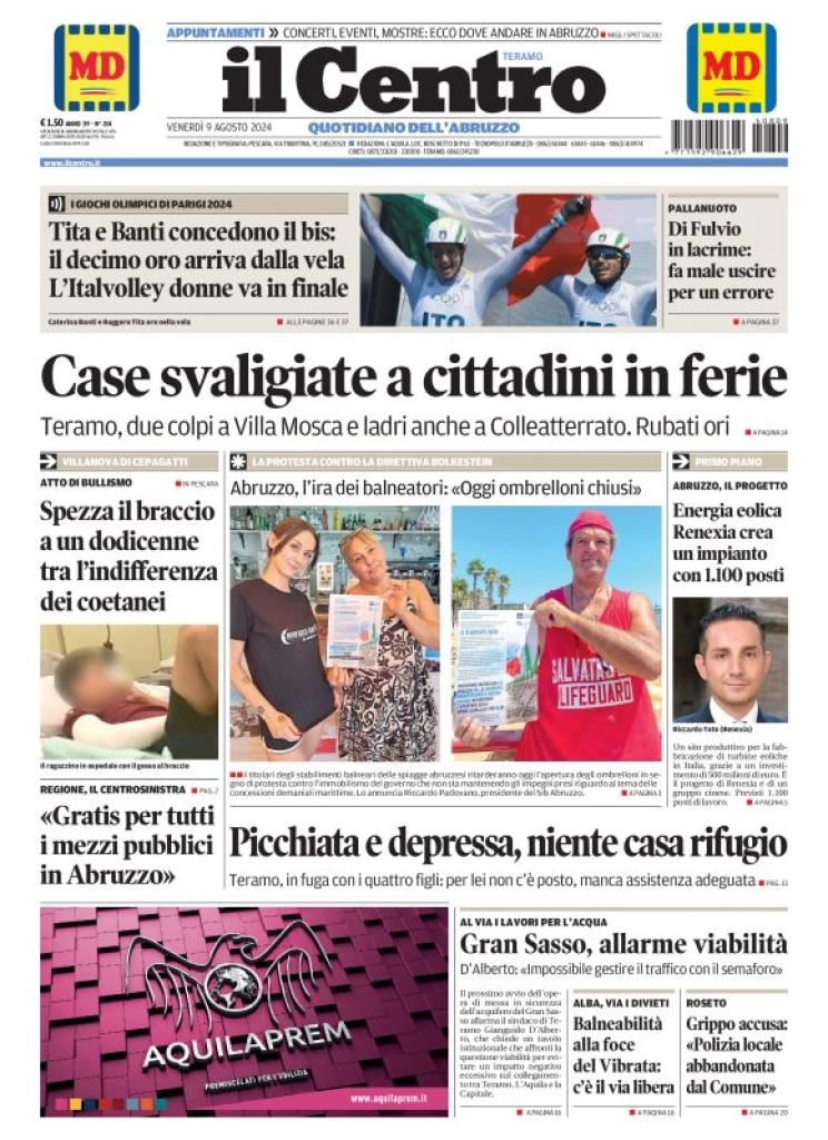 anteprima della prima pagina di il-centro-teramo del 09/08/2024