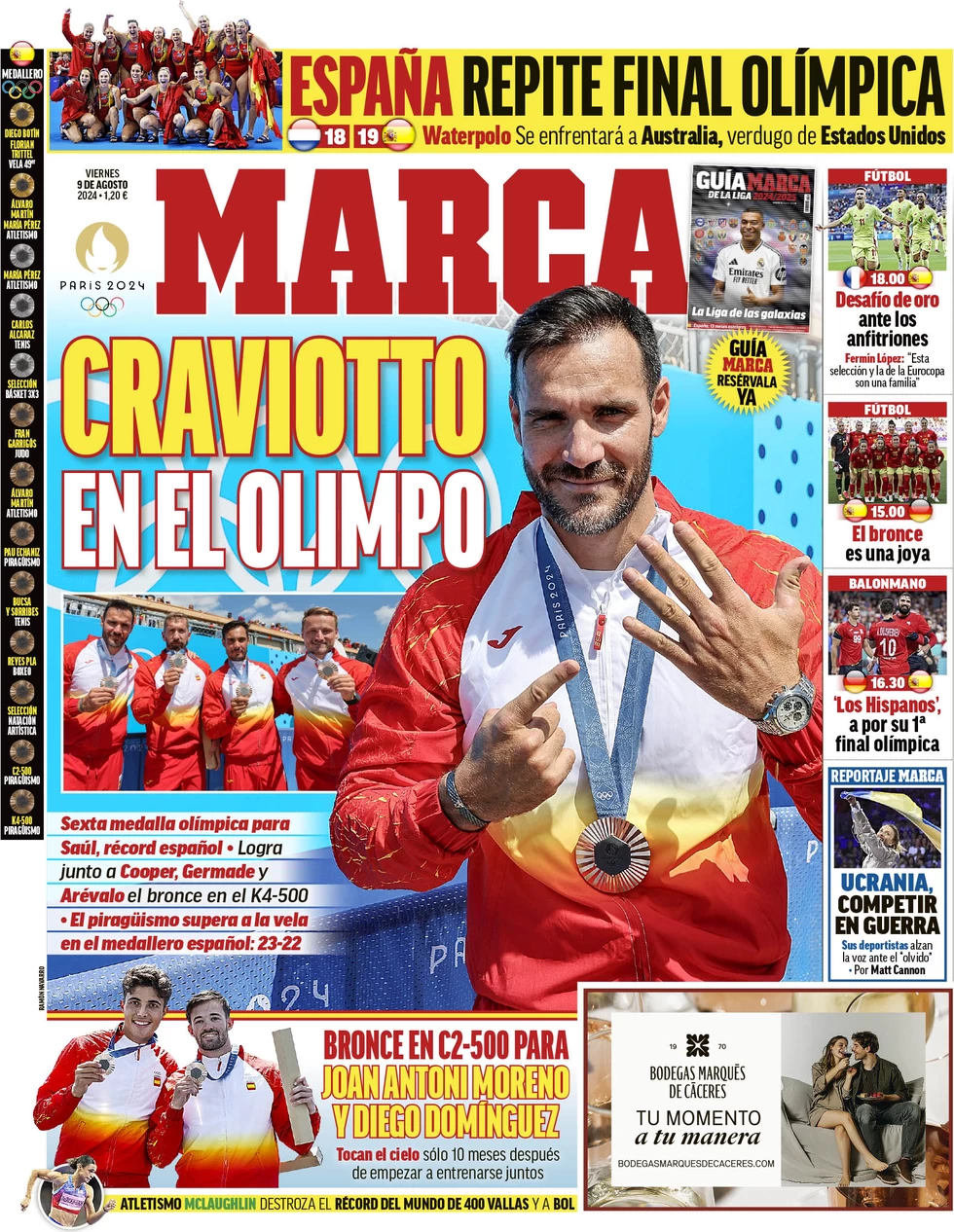 anteprima della prima pagina di marca del 09/08/2024