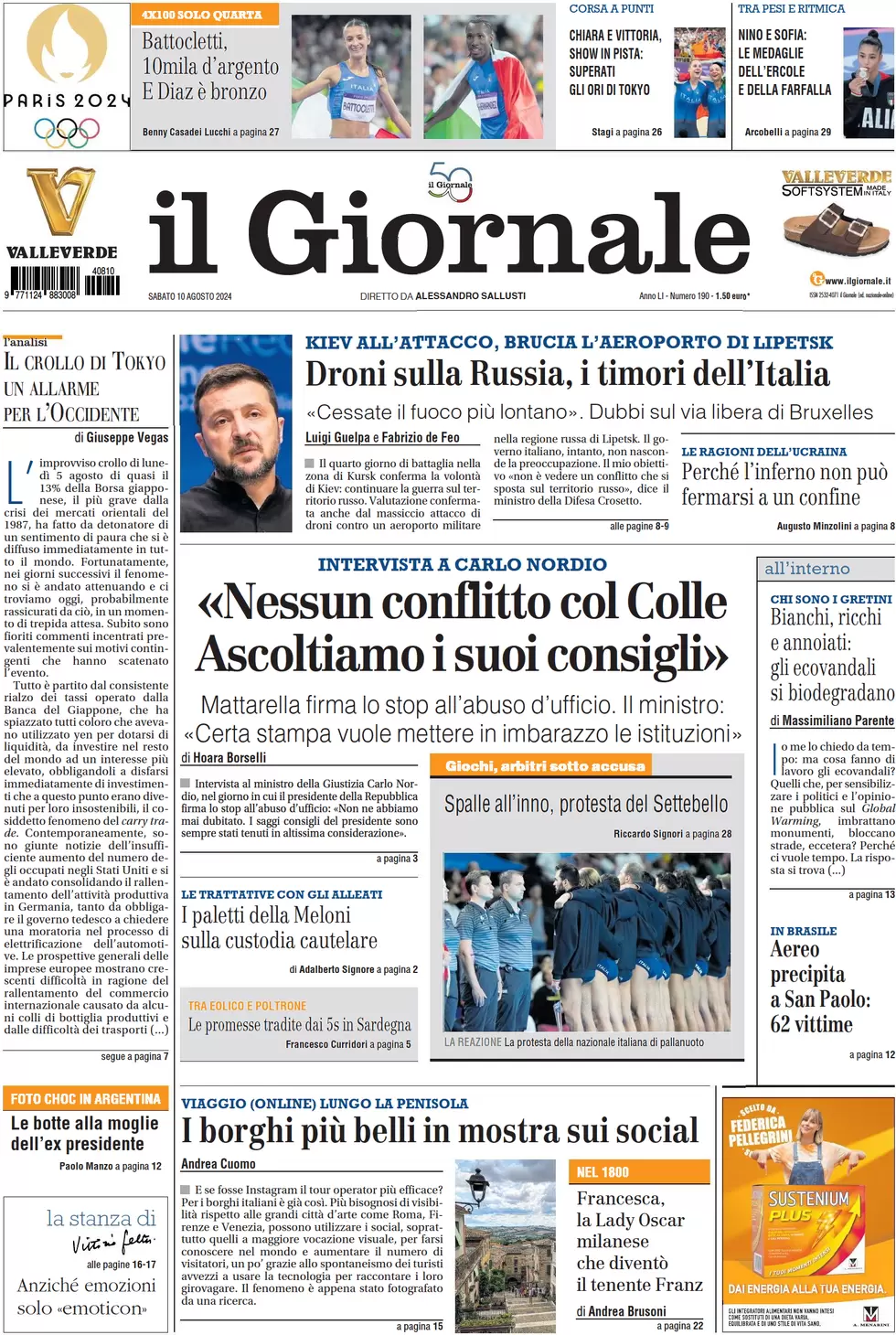 anteprima della prima pagina di il-giornale del 10/08/2024