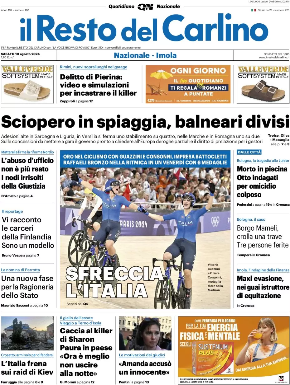 anteprima della prima pagina di il-resto-del-carlino del 10/08/2024