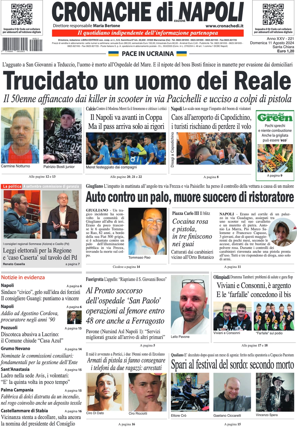 anteprima della prima pagina di cronache-di-napoli del 11/08/2024