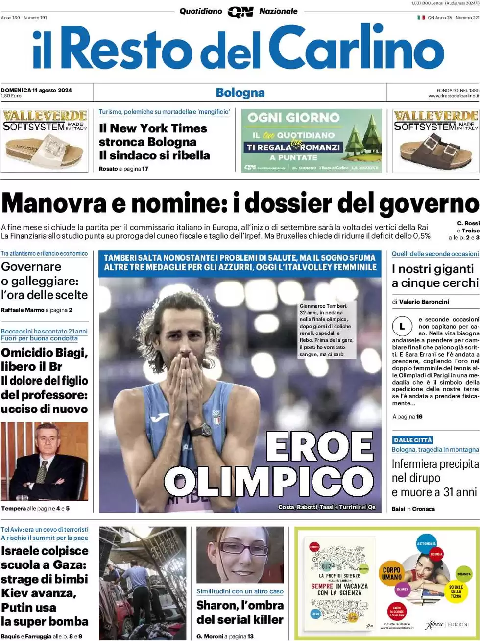 anteprima della prima pagina di il-resto-del-carlino del 11/08/2024