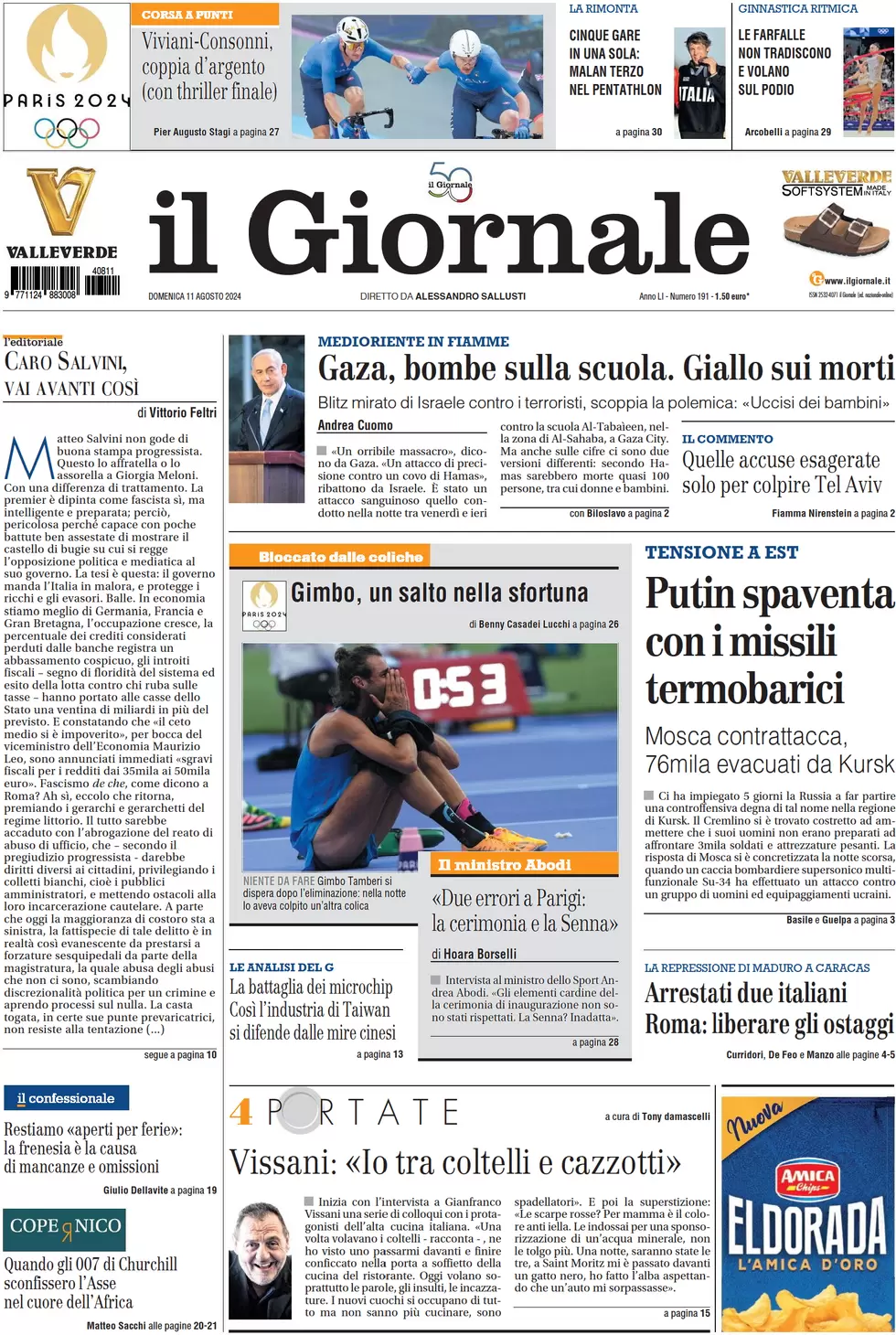 anteprima della prima pagina di il-giornale del 11/08/2024