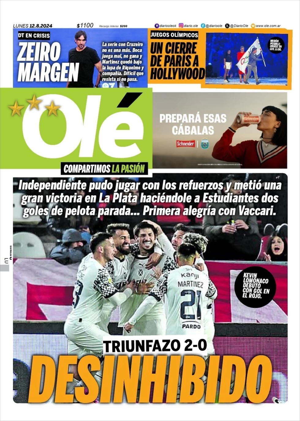 anteprima della prima pagina di ol del 12/08/2024