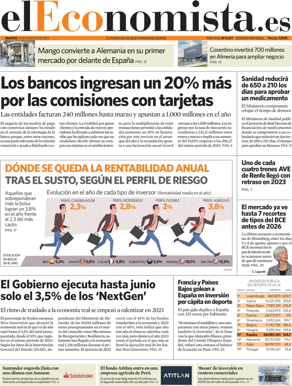 anteprima della prima pagina di el-economista del 13/08/2024