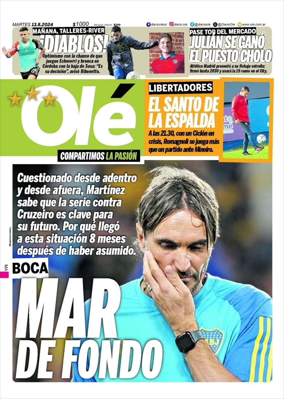 anteprima della prima pagina di ol del 13/08/2024