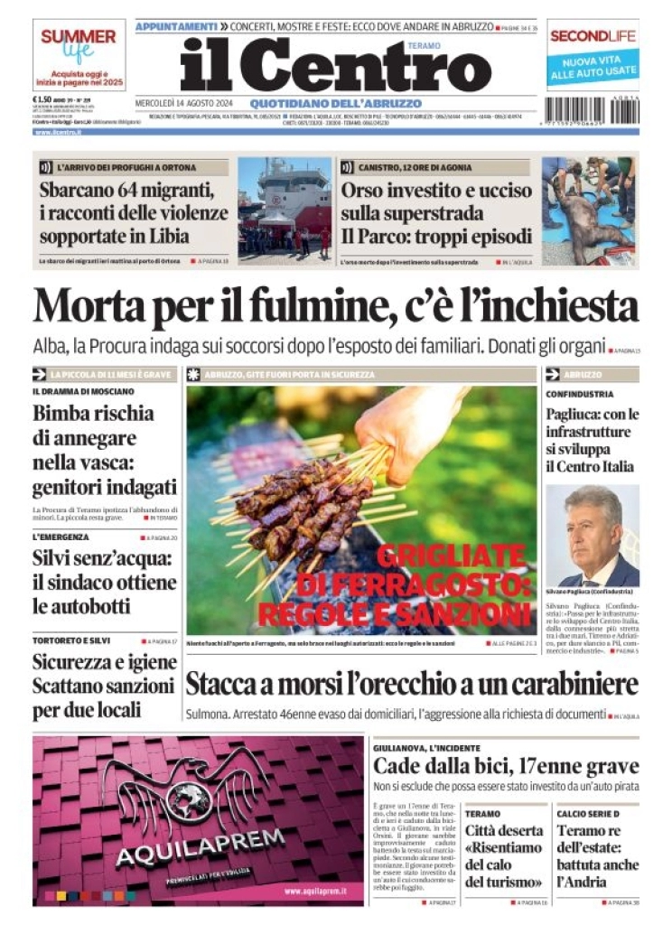 anteprima della prima pagina di il-centro-teramo del 14/08/2024
