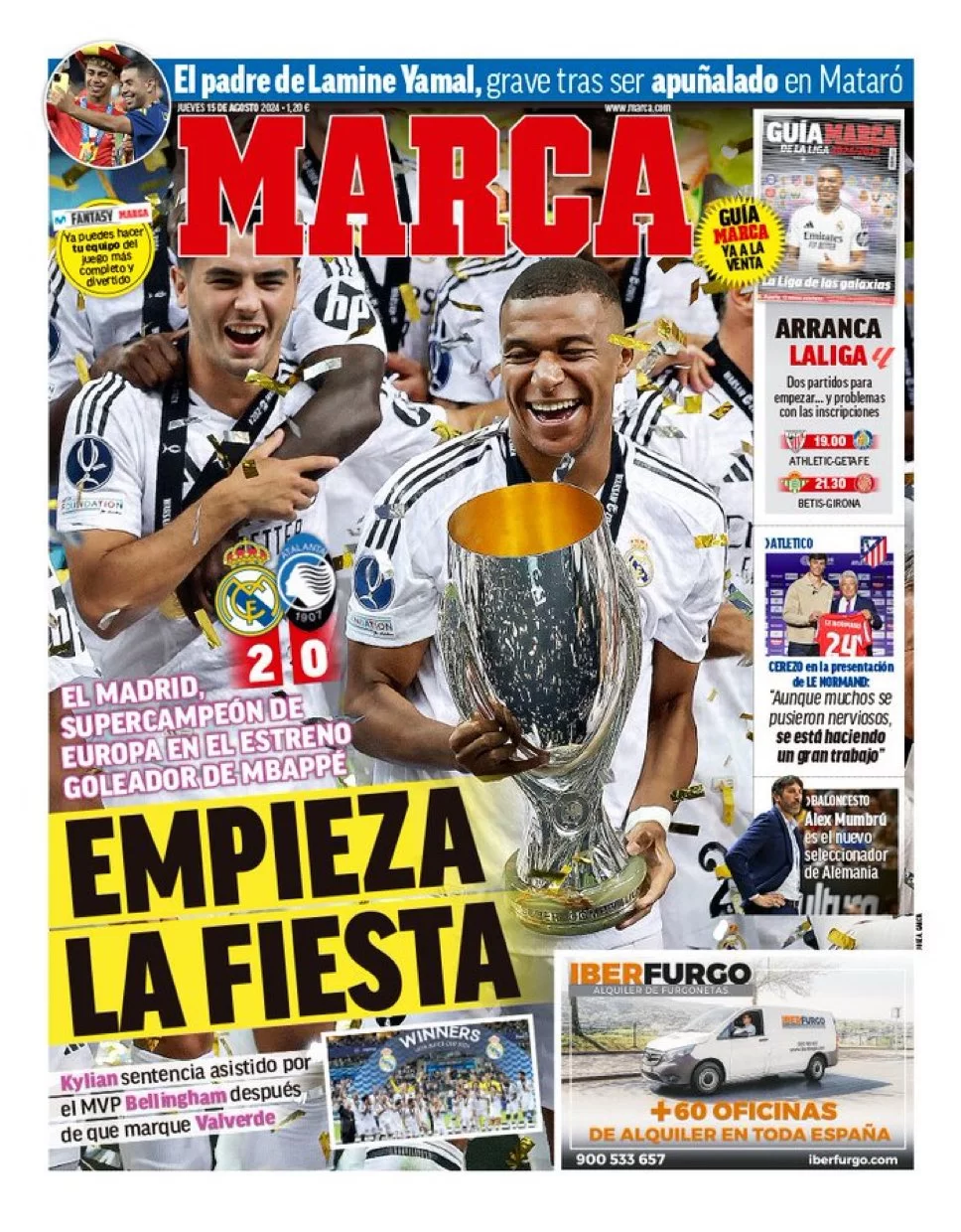 anteprima della prima pagina di marca del 15/08/2024