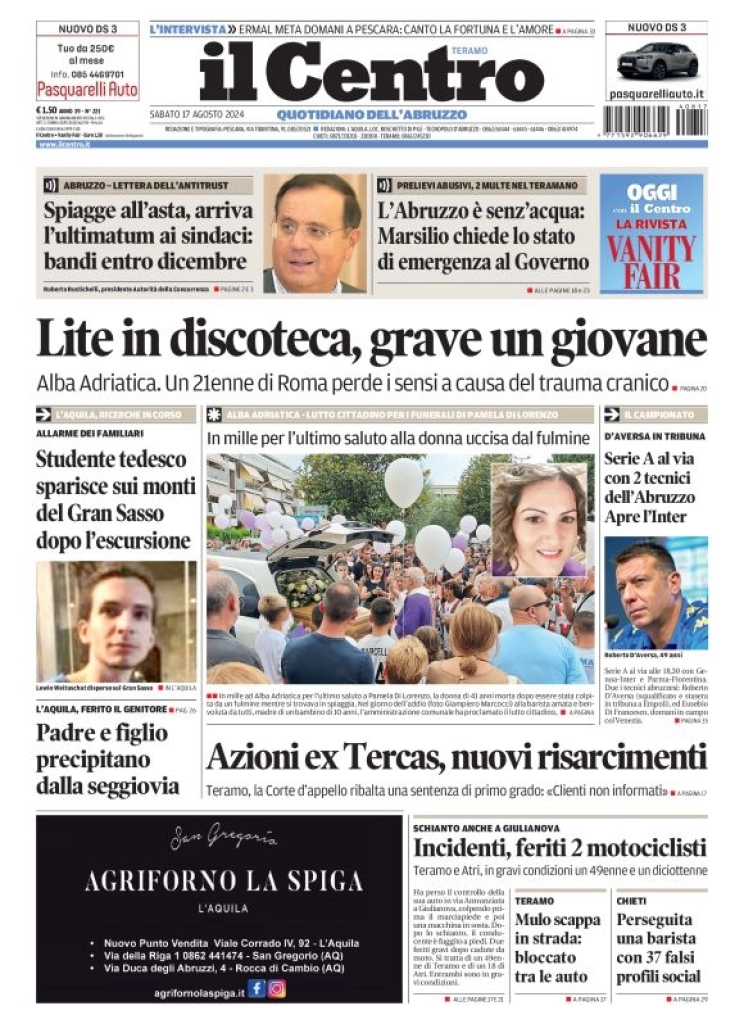 anteprima della prima pagina di il-centro-teramo del 17/08/2024