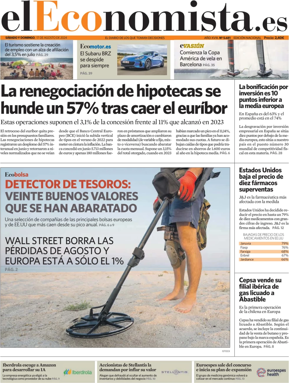 anteprima della prima pagina di el-economista del 17/08/2024