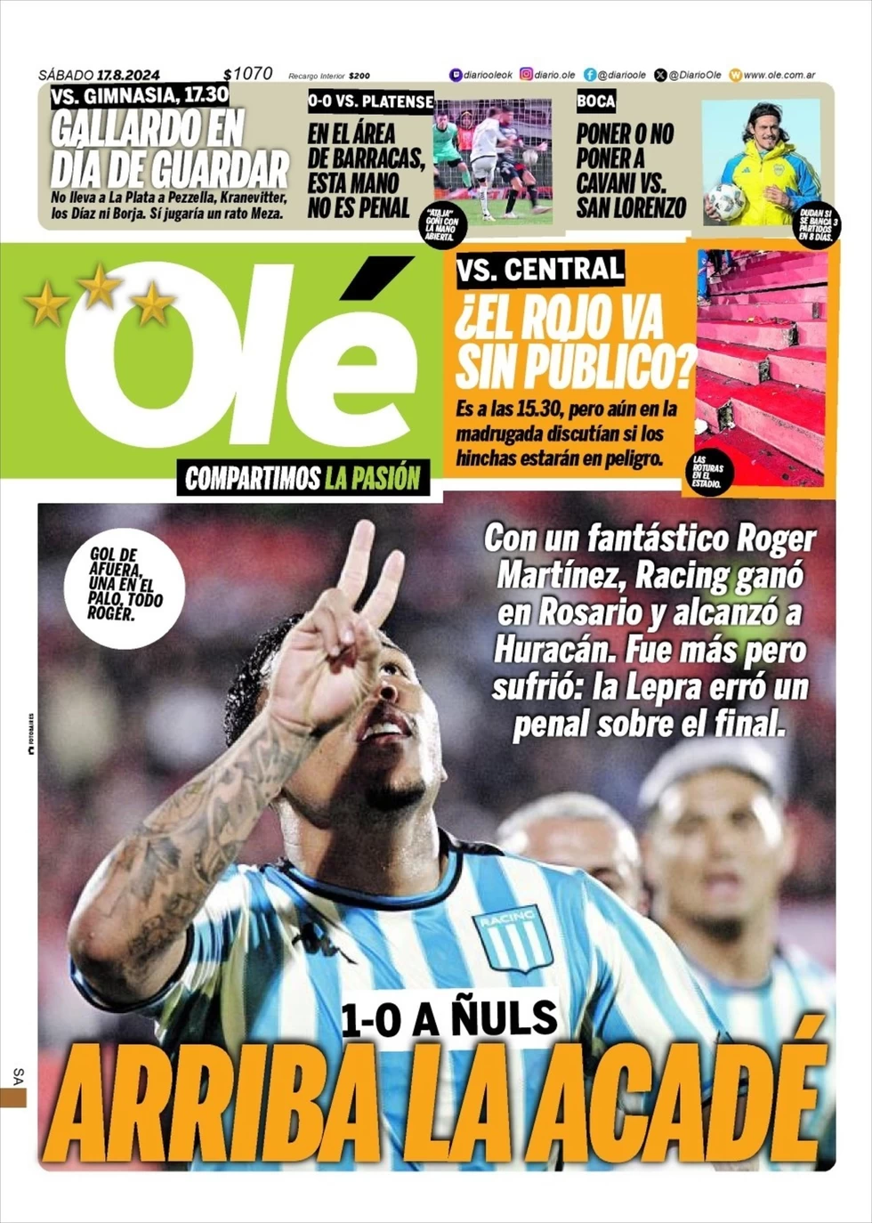 anteprima della prima pagina di ol del 17/08/2024