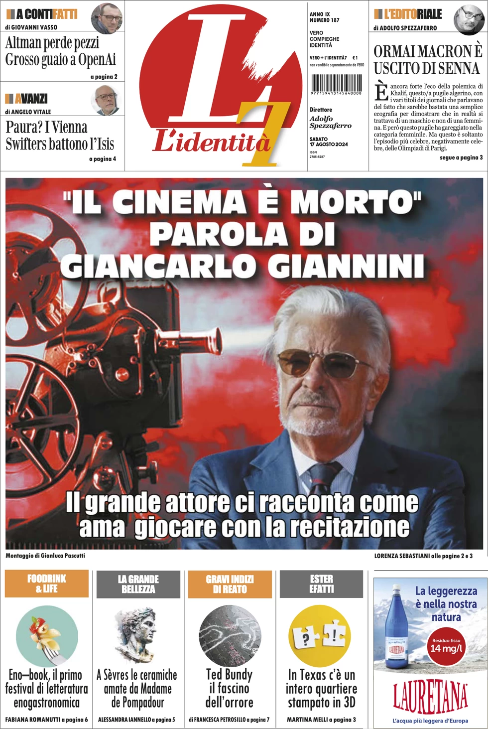 anteprima della prima pagina di lidentit del 17/08/2024