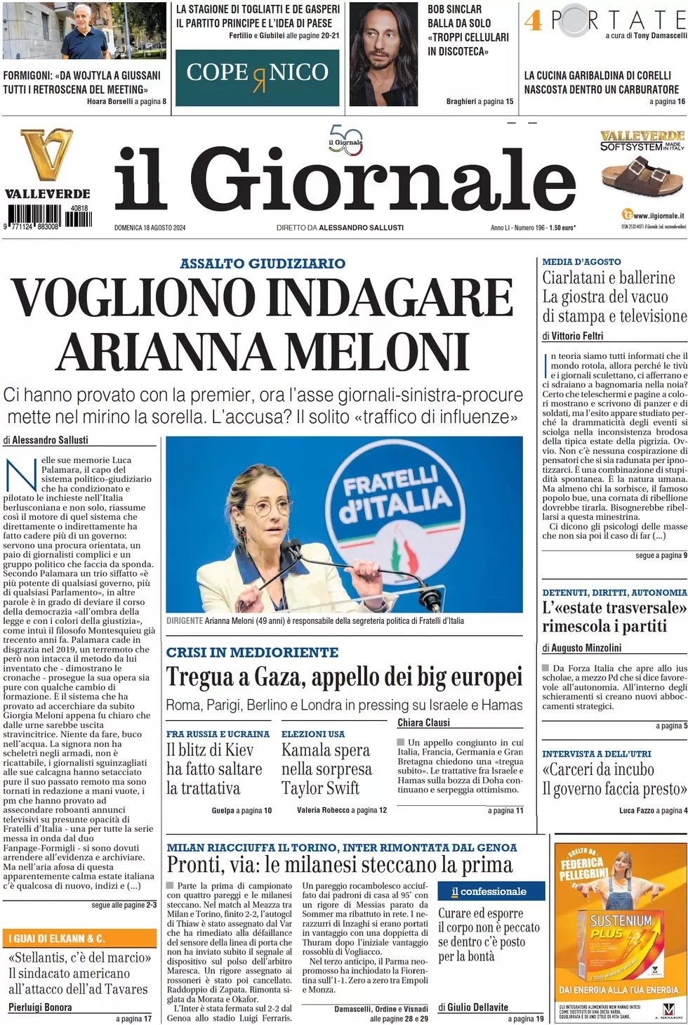 anteprima della prima pagina di il-giornale del 18/08/2024