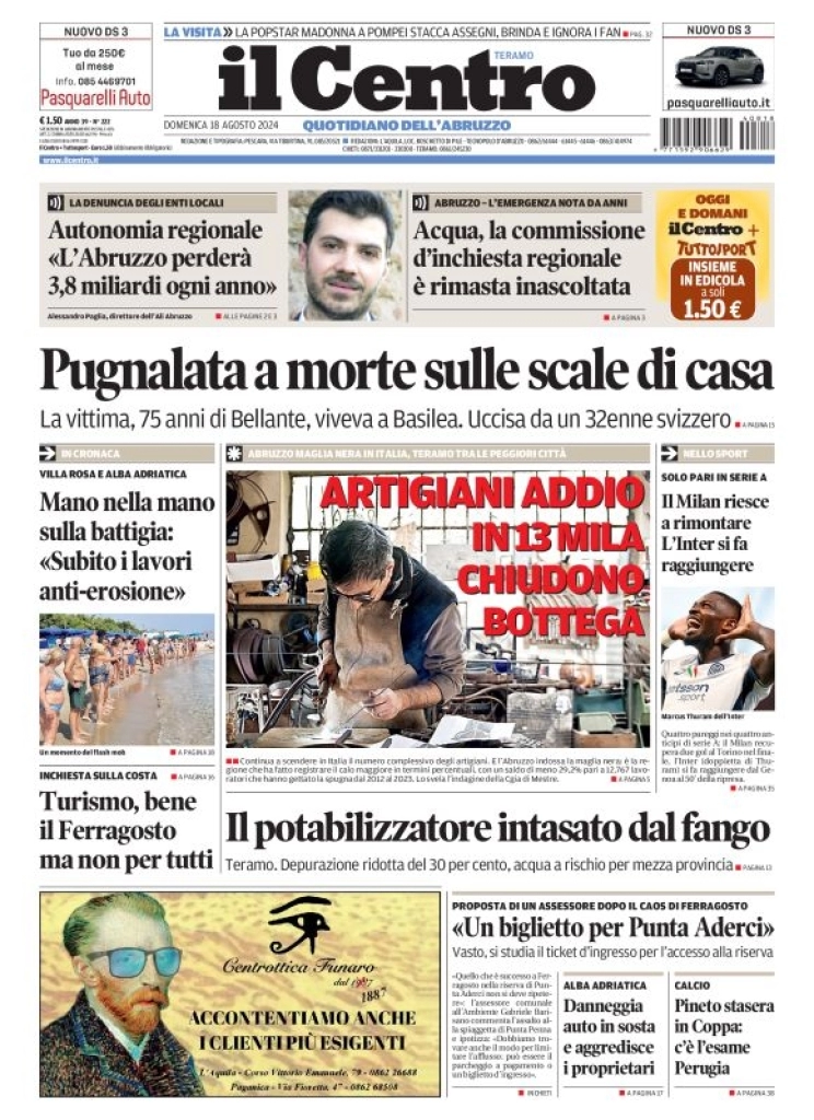 anteprima della prima pagina di il-centro-teramo del 18/08/2024
