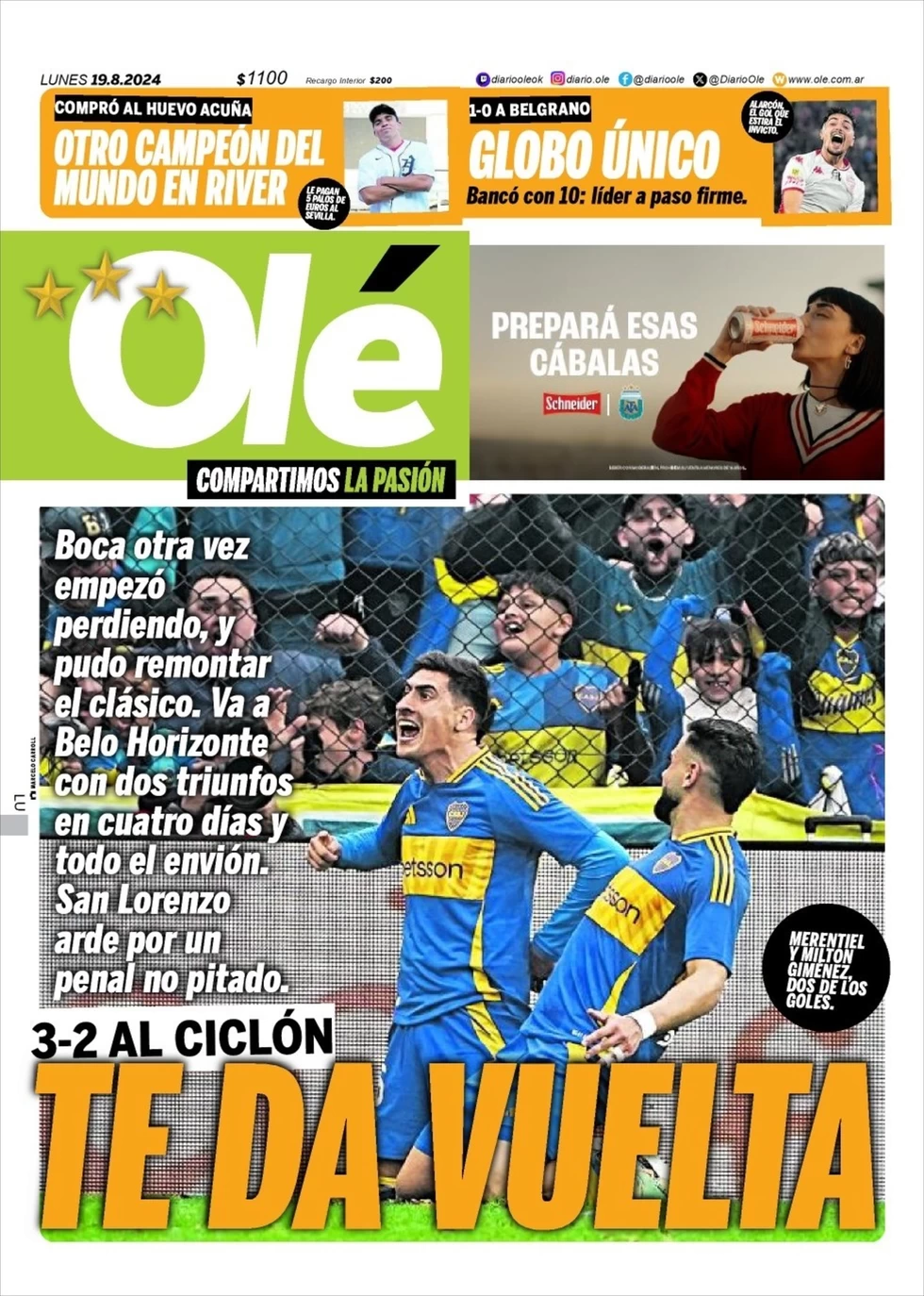 anteprima della prima pagina di ol del 19/08/2024
