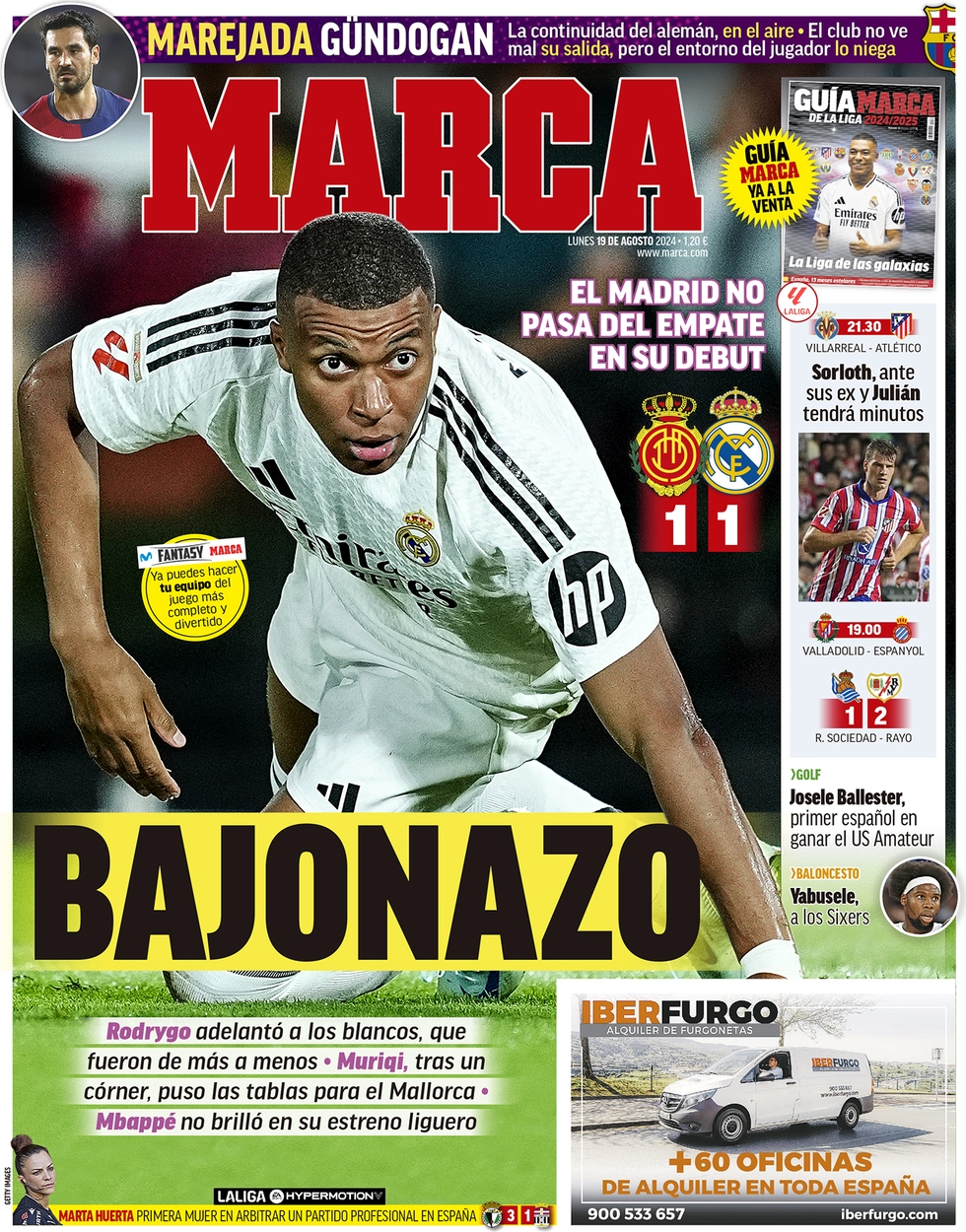 anteprima della prima pagina di marca del 19/08/2024