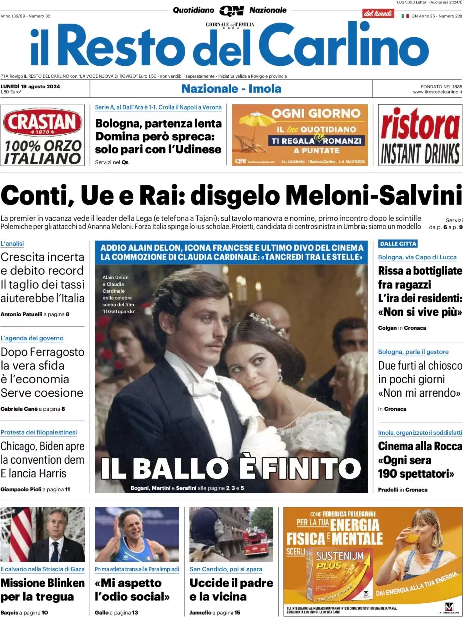 anteprima della prima pagina di il-resto-del-carlino del 19/08/2024