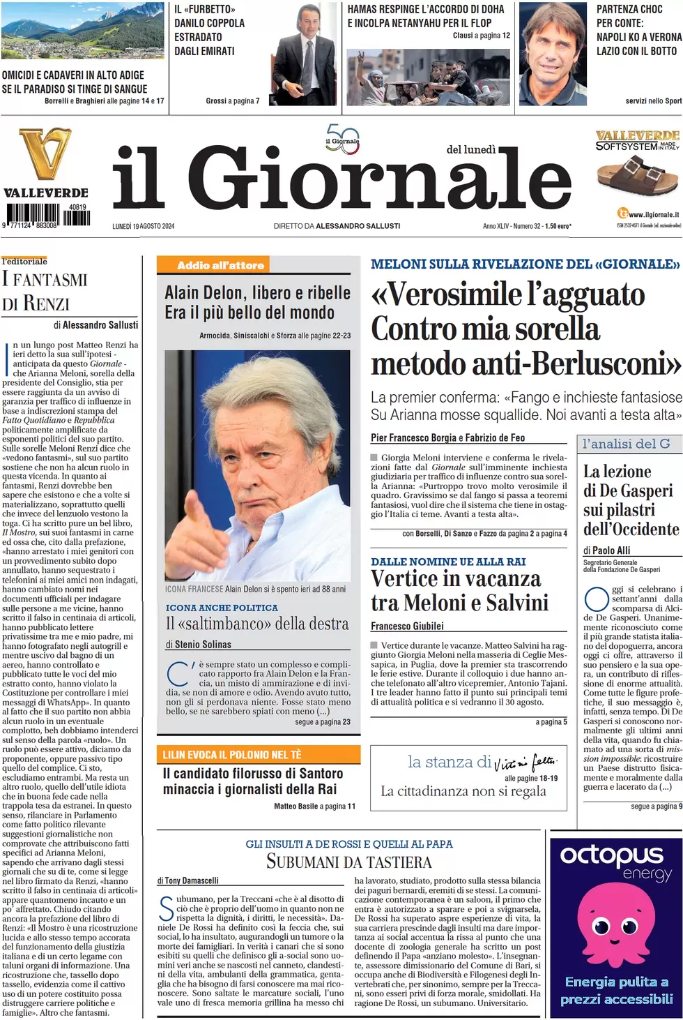 anteprima della prima pagina di il-giornale del 19/08/2024