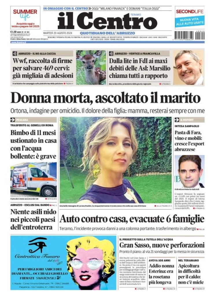 anteprima della prima pagina di il-centro-teramo del 20/08/2024