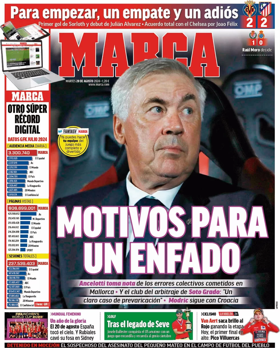 anteprima della prima pagina di marca del 20/08/2024