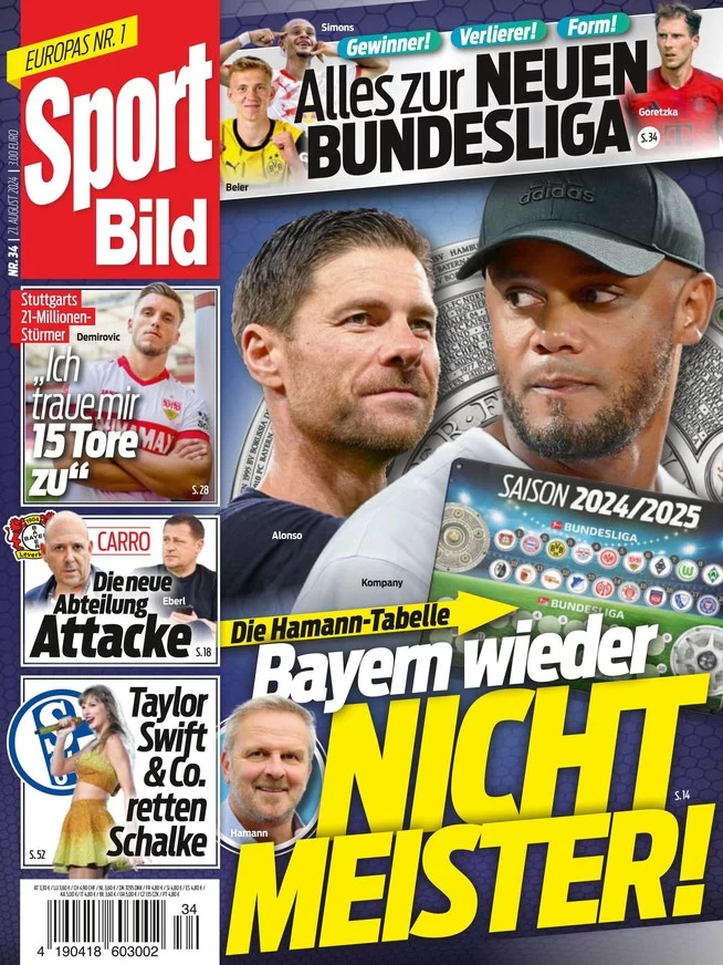 anteprima della prima pagina di sport-bild del 21/08/2024