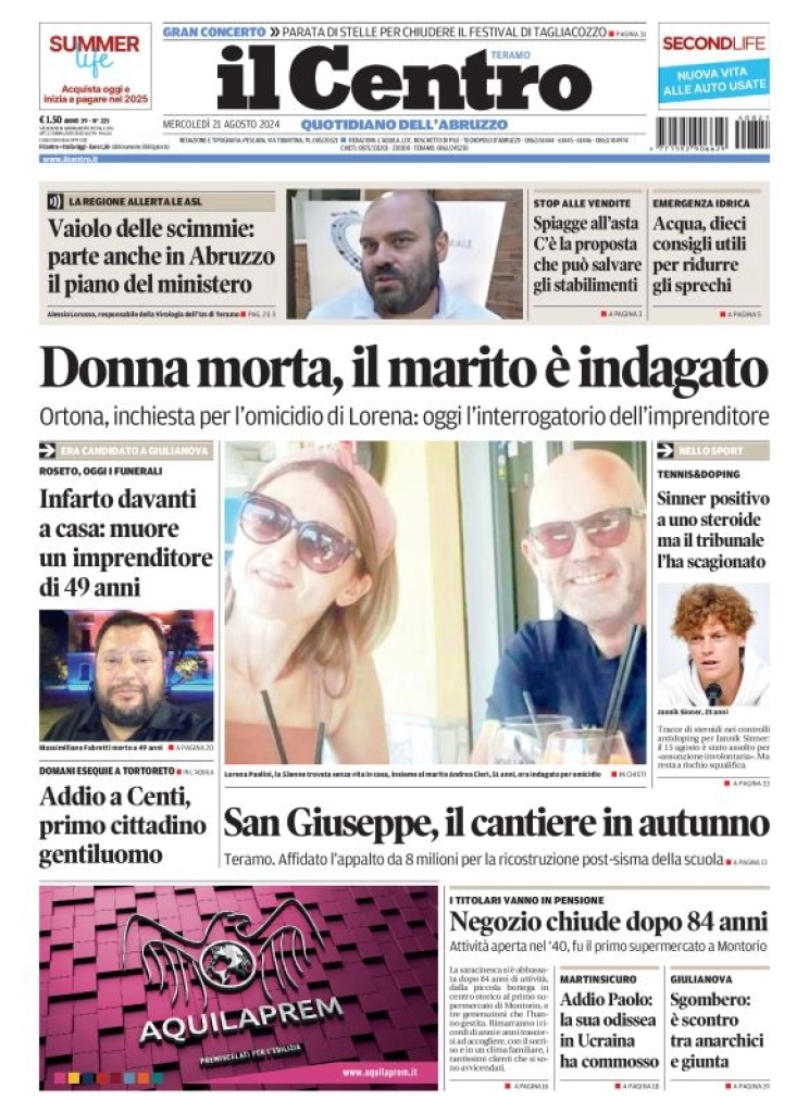 anteprima della prima pagina di il-centro-teramo del 21/08/2024