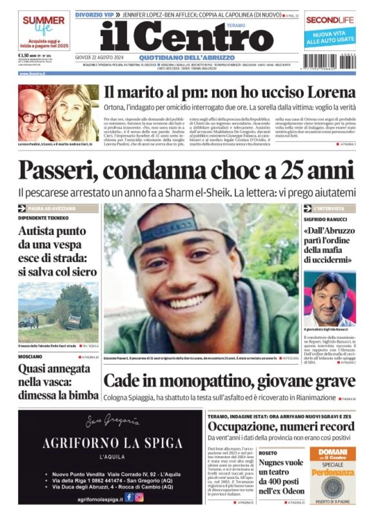 anteprima della prima pagina di il-centro-teramo del 22/08/2024
