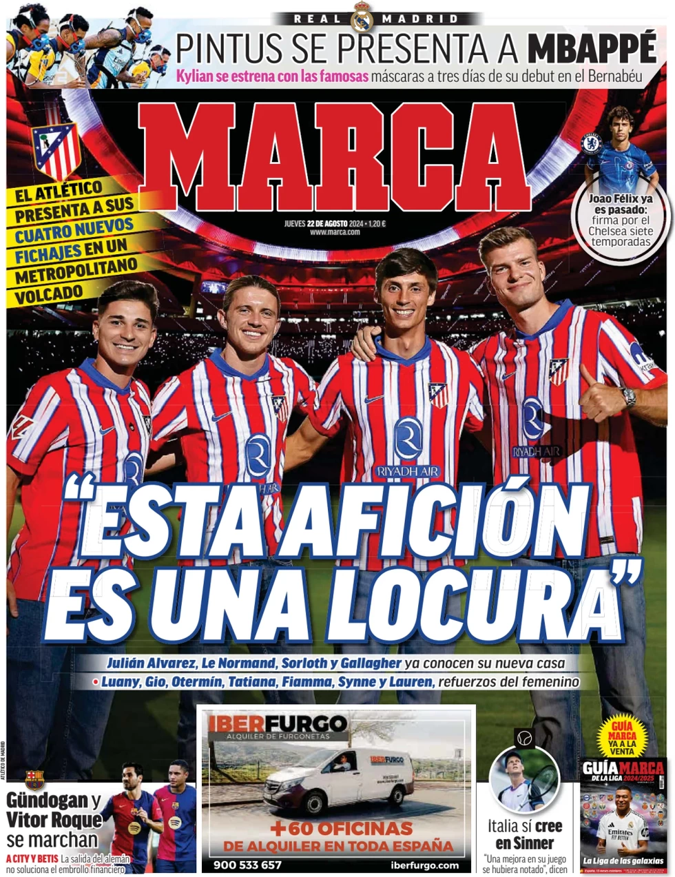 anteprima della prima pagina di marca del 22/08/2024