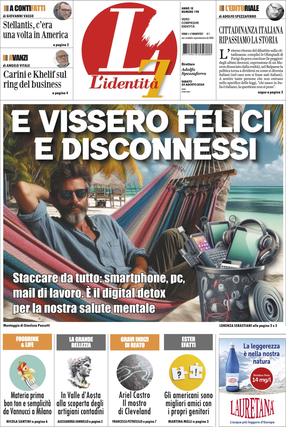 anteprima della prima pagina di lidentit del 23/08/2024