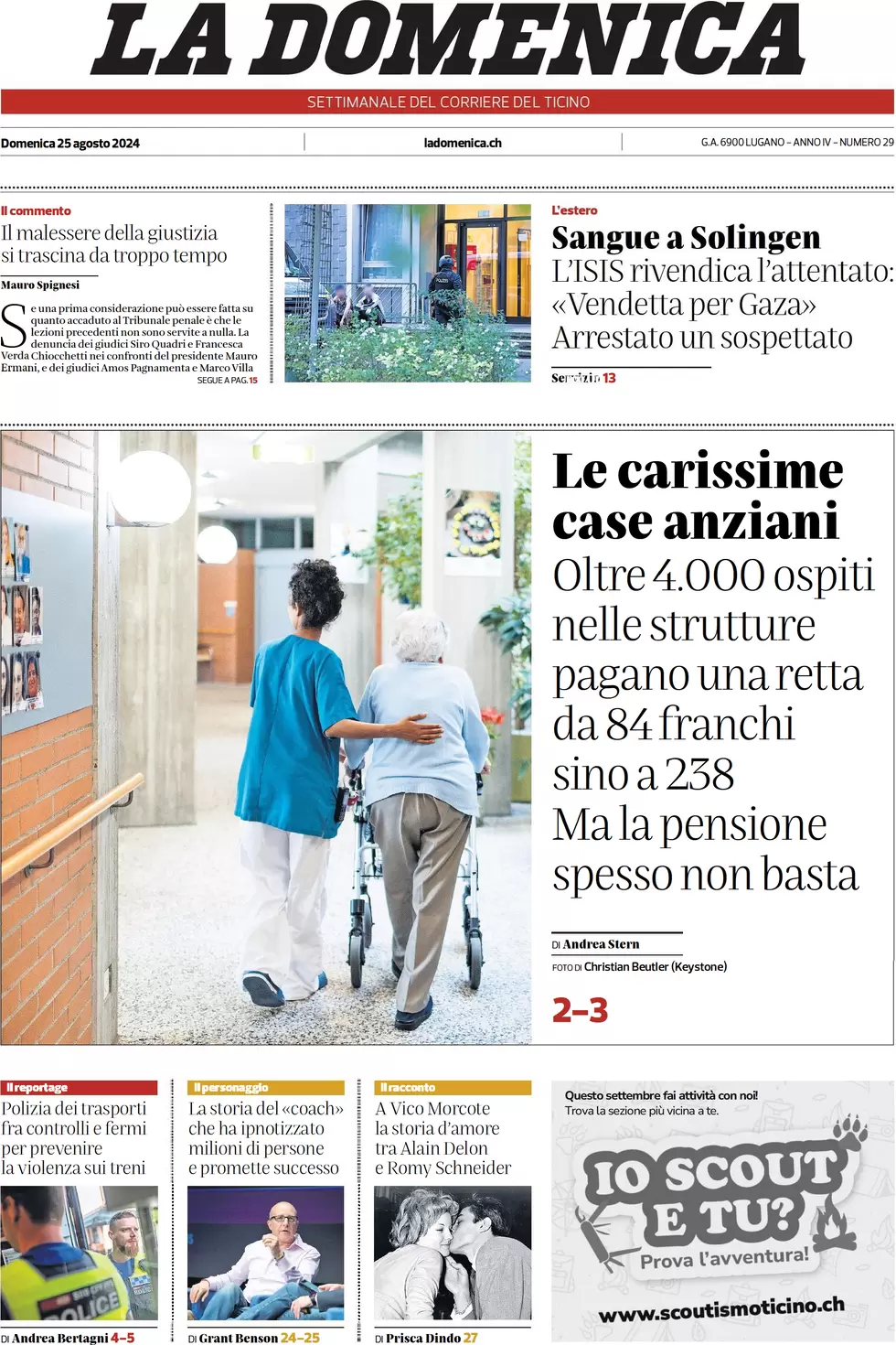 anteprima della prima pagina di corriere-del-ticino del 25/08/2024