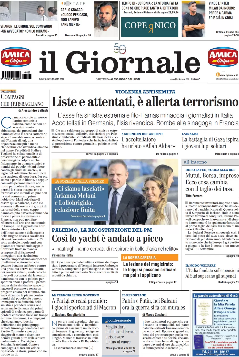 anteprima della prima pagina di il-giornale del 25/08/2024